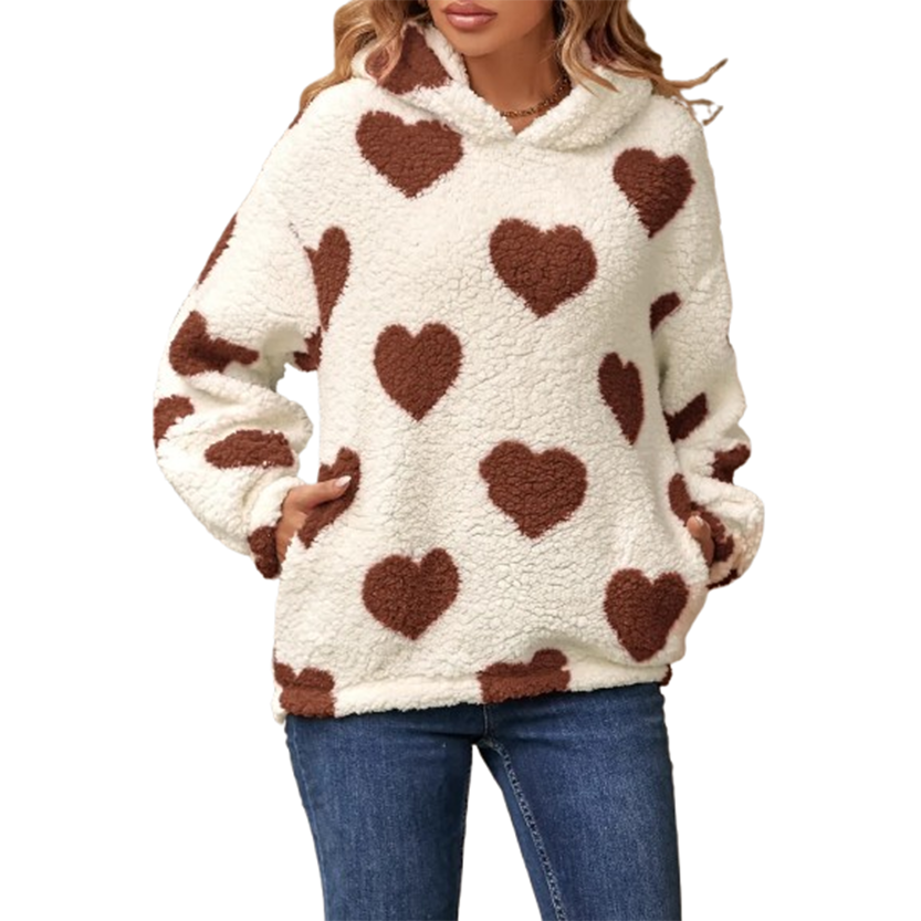 Funki Findz | Sweaters | Women's Fuzzy Heart Print Hoodie