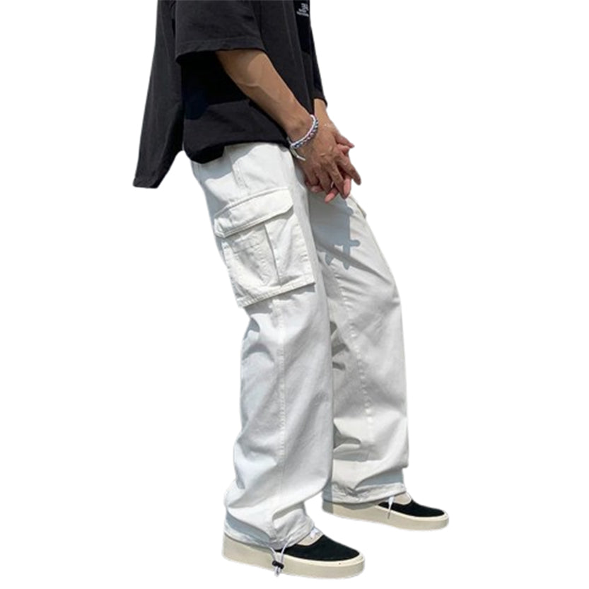 Funki Findz | Pants | Men's Loose Fit Long White Cargo Pants