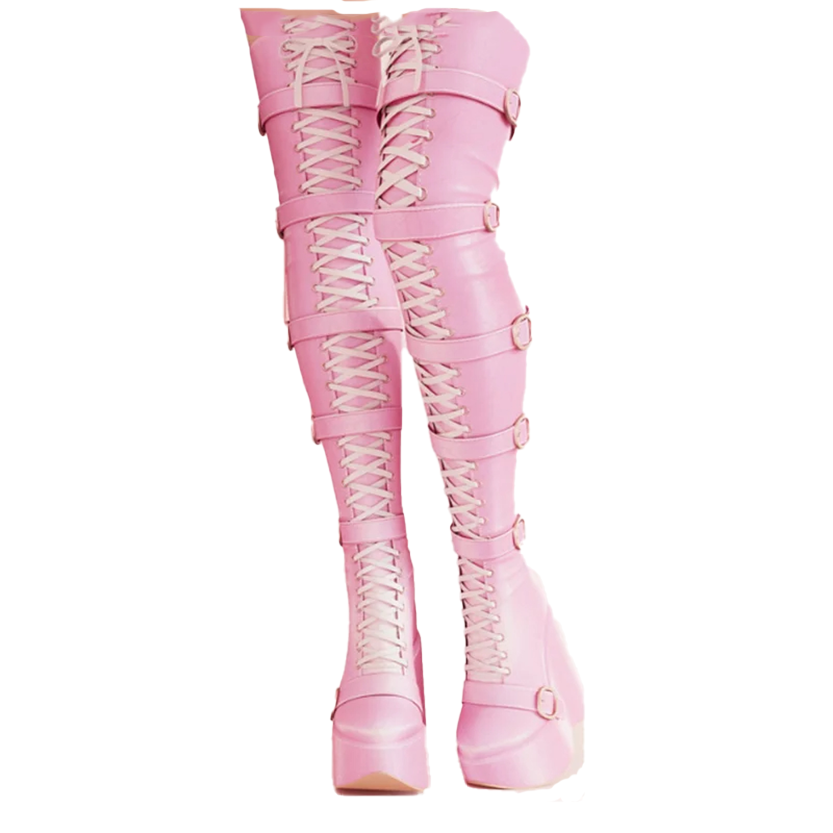 Funki Findz | Boots | Women's Over Knee Buckle Lace Up Boots