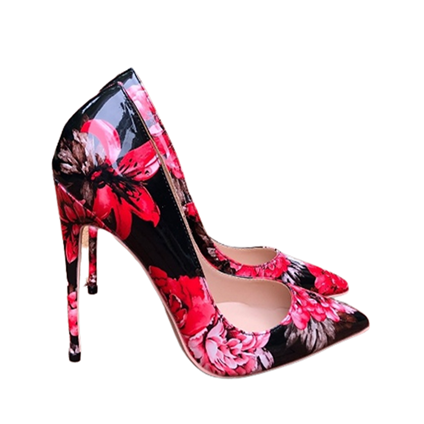 Funki Findz | Shoes | Women's Glossy Floral Print High Stilettos