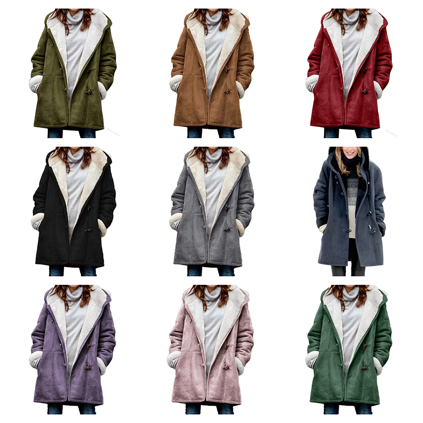 Funki Findz | Jacket | Women's Thick Fleece Hooded Long Coat