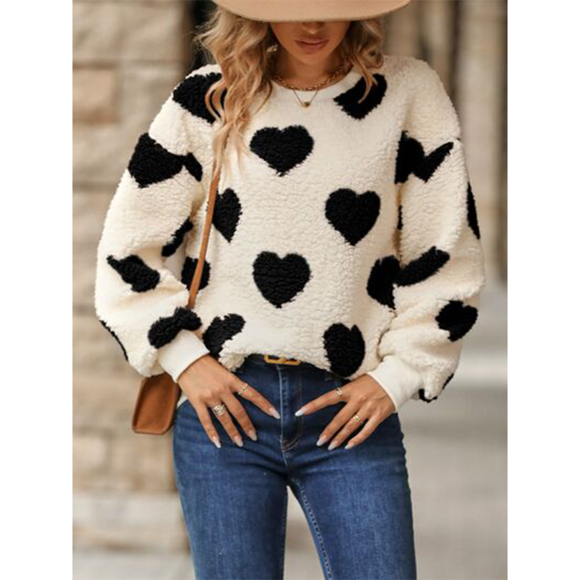 Funki Findz | Sweaters | Women's Fuzzy Heart Winter Sweatshirt