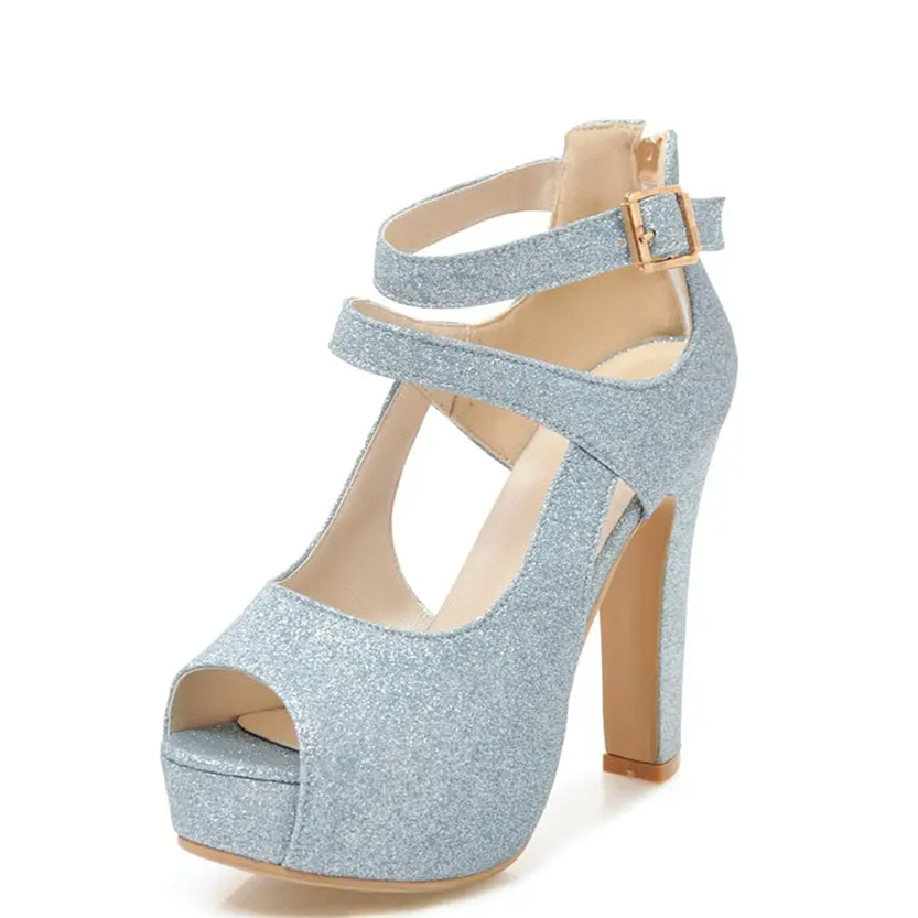 Funki Findz | Shoes | Women's Sequin Peep Toe Platform Sandal