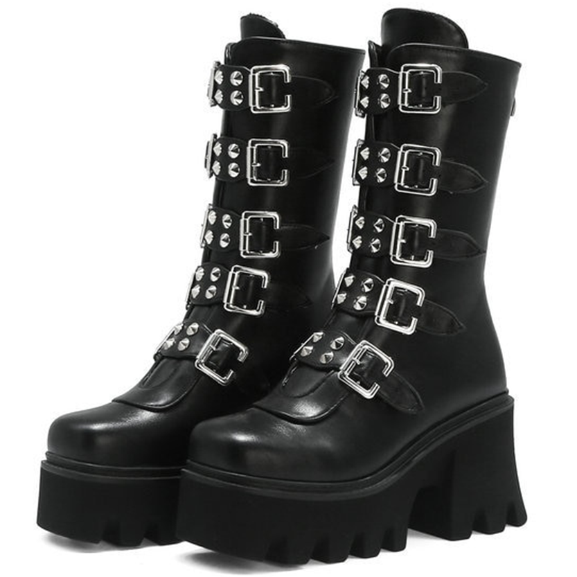 Funki Findz | Boots | Women's Platform Buckle Strap Wedges
