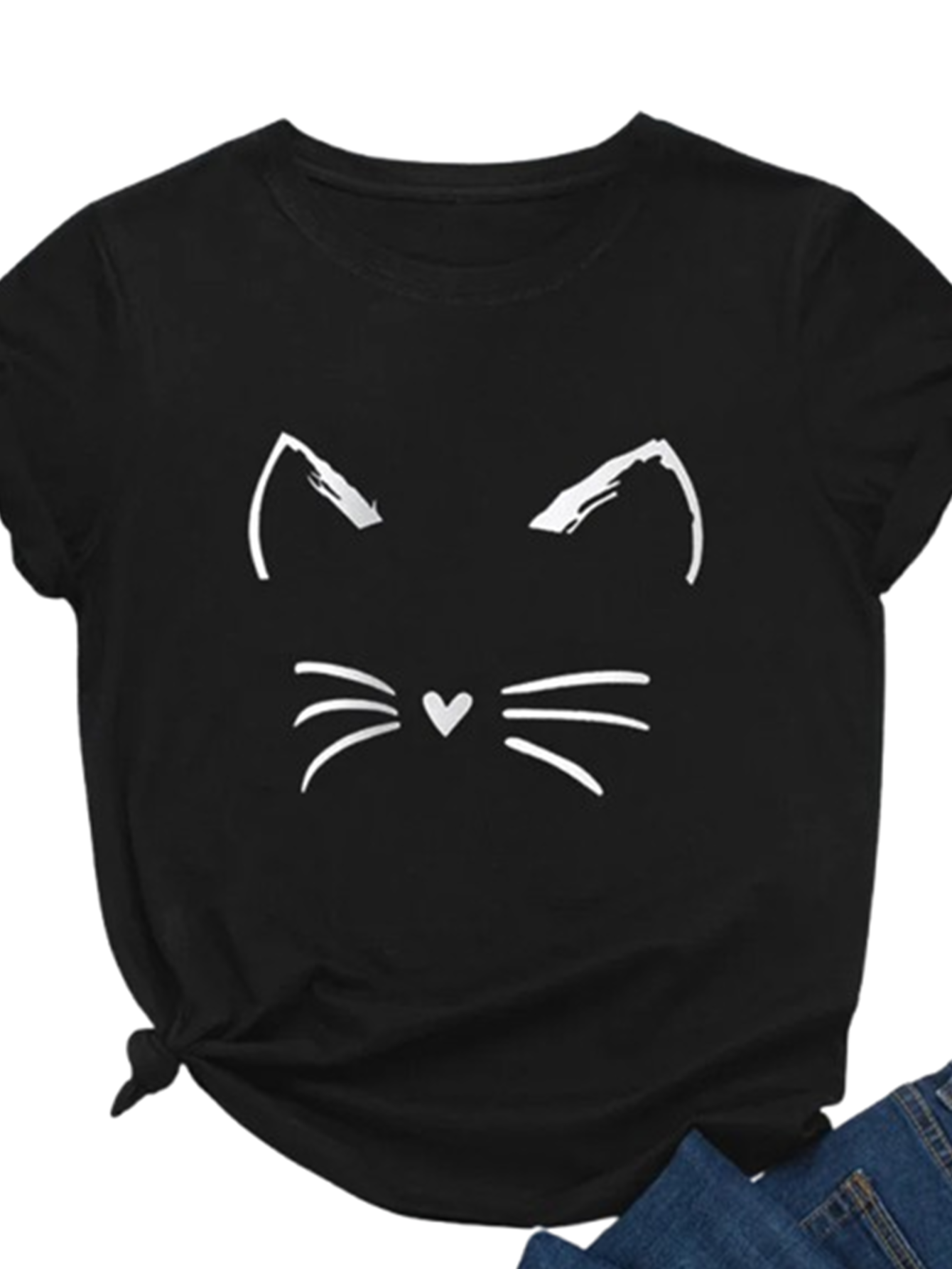 Funki Findz | Shirts | Women's Cute Cat Whiskers Printed T-Shirt