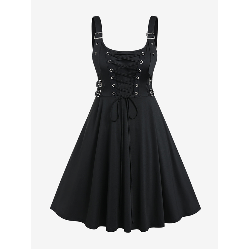 Funki Findz | Dresses | Women's Gothic Buckle Strap Party Dress