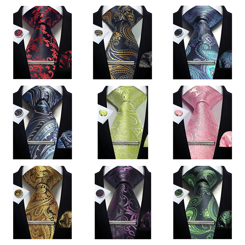 Funki Findz | Neckties | Mens Tie Clip Cufflinks Hanky 4Pcs Set