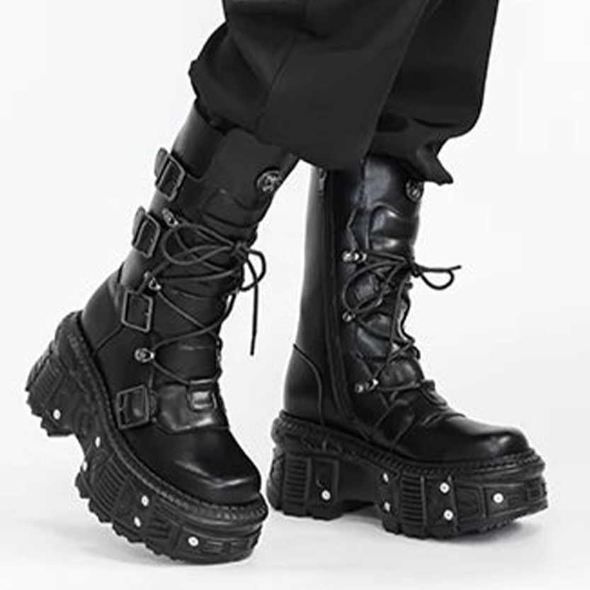 Funki Findz | Boots | Women's Punk Style Lace-up Platform Boot