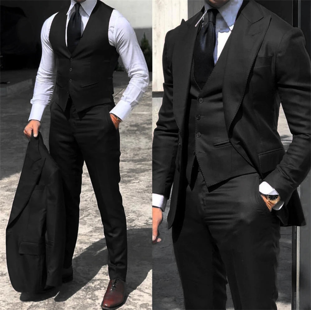 Funki Findz | Suits | Men's 3 Pcs Formal Grooms Suit | Slim Fit