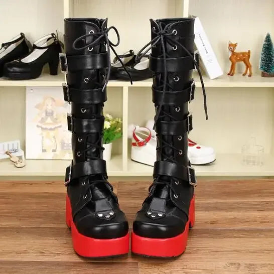 Funki Findz | Boots | Women's Gothic Punk 4 Strap Platform Boot