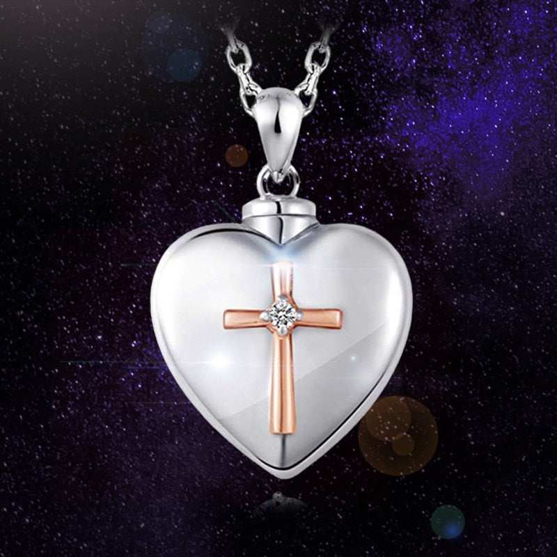 Funki Findz | Cremation Urn Necklaces | Love Heart Cross Urn