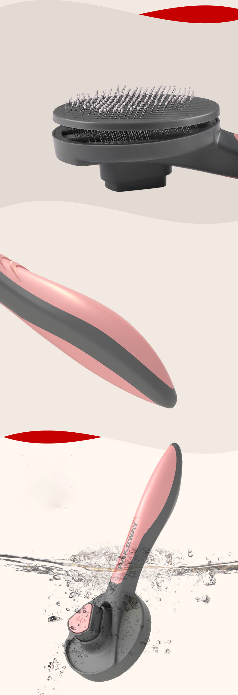 Funki Findz | Pet Brushes | Cat Dog Comb Pop Out Self Cleaning