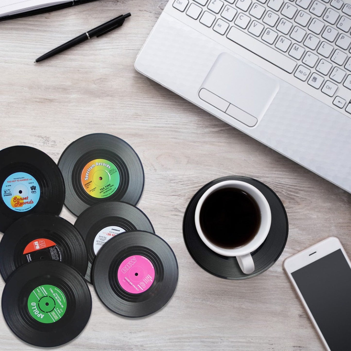 Funki Findz | Coasters | Vinyl Record Music Coaster 6 Pcs Set