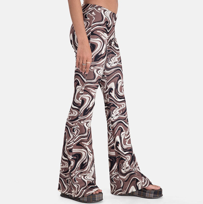 Funki Findz | Pants | Women's Ripple Print Flared Bell Bottoms