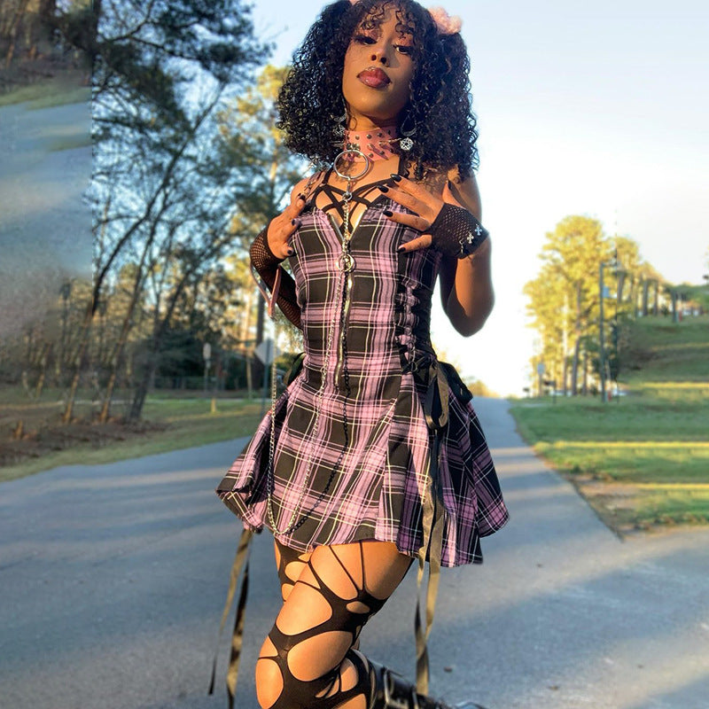 Funki Findz | Dresses | Women's Fairy Grunge Plaid Mini Dress