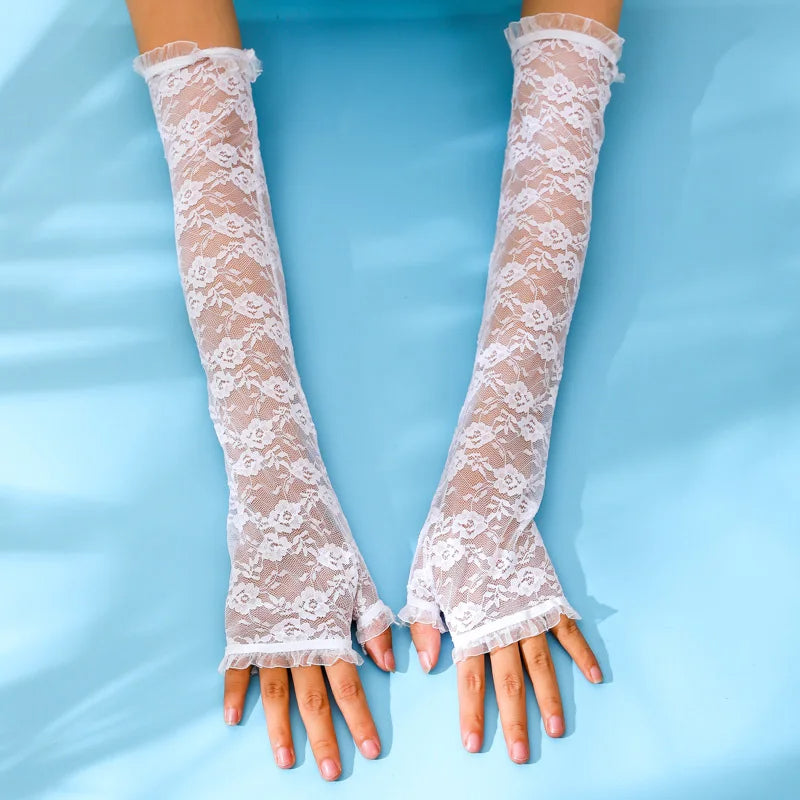 Funki Findz | Gloves | Women's Long Lace Fingerless Gloves
