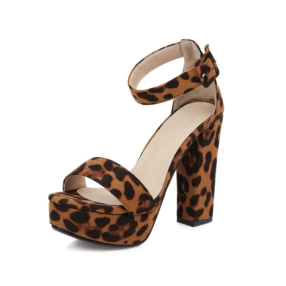Funki Findz | Shoes | Women's Leopard Print Block Heel Sandals