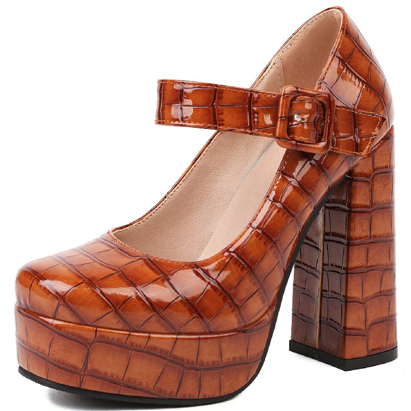 Funki Findz | Shoes | Women's Aligator Pattern High Mary Janes