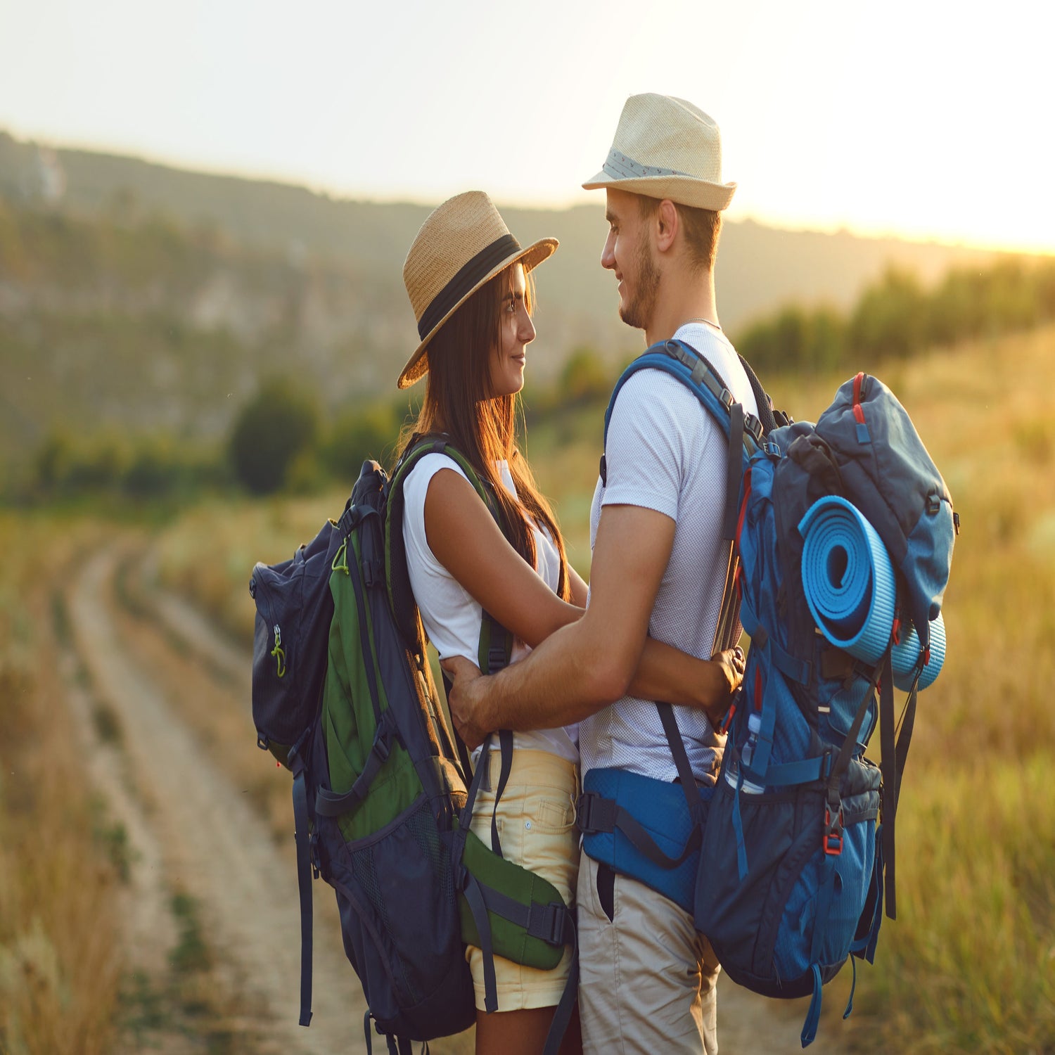 Man and woman backpacking.