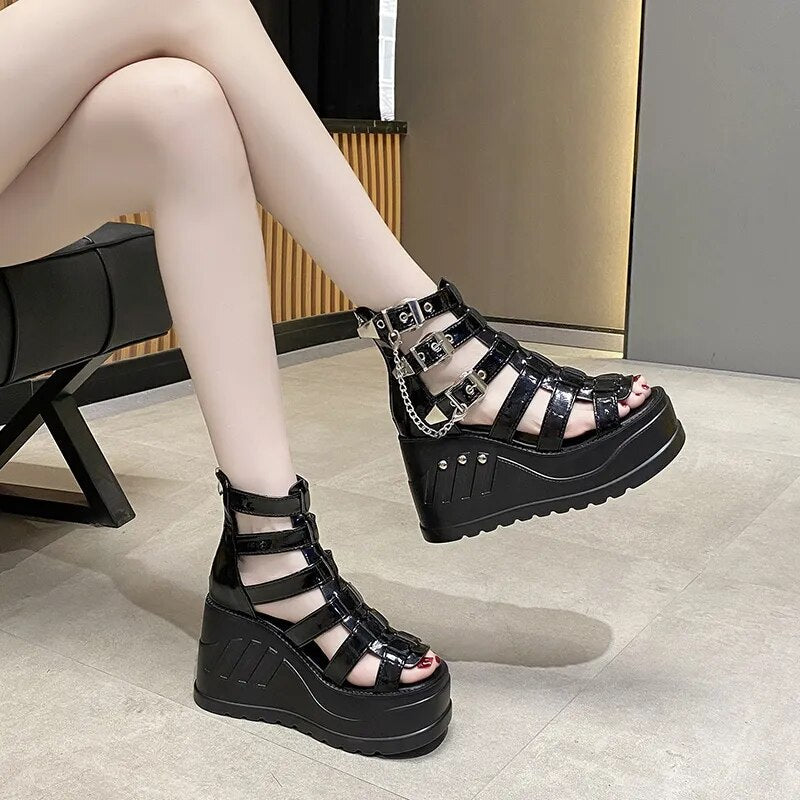 Funki Findz | Shoes | Women's Buckle Platform Gothic Sandals