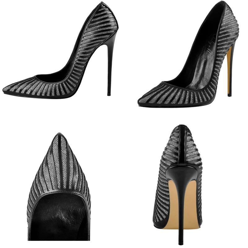 Funki Findz | Shoes | Women's Classic Black Striped Stiletto Pumps