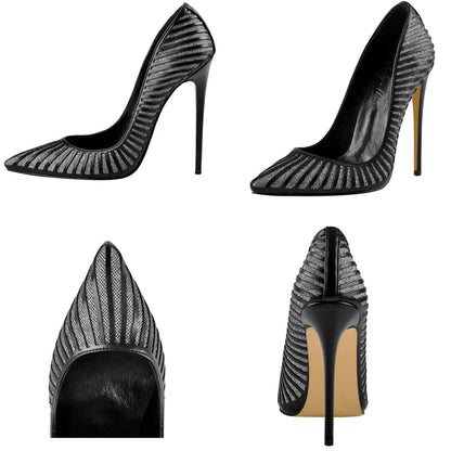 Funki Findz | Shoes | Women's Classic Black Striped Stiletto Pumps