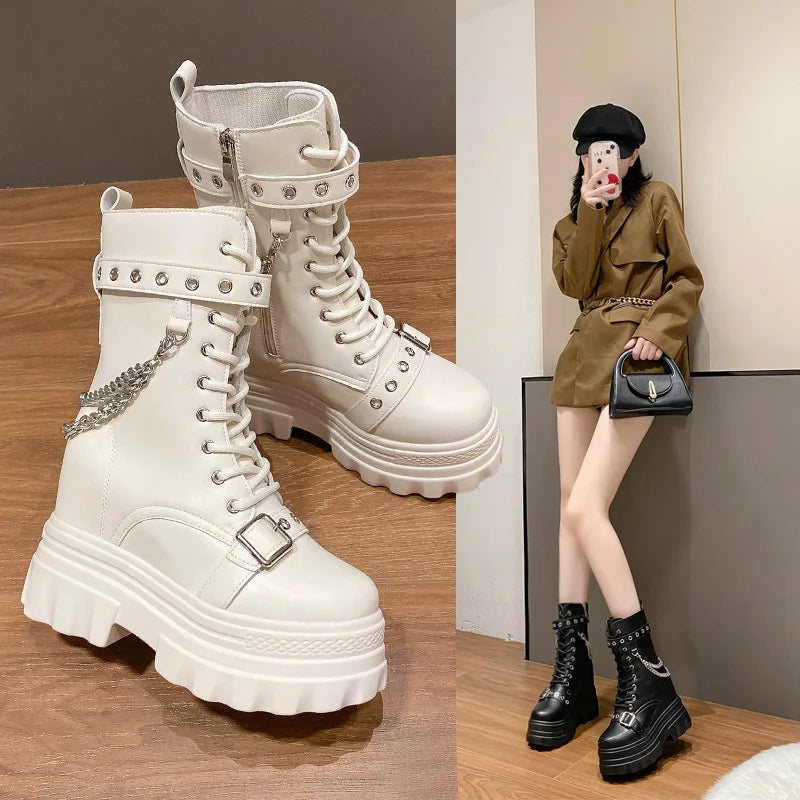 Funki Findz | Boots | Women's Gothic Round Toe Chunky Boots