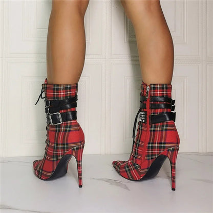 Funki Findz | Boots | Women's High Plaid Platform Ankle Boots