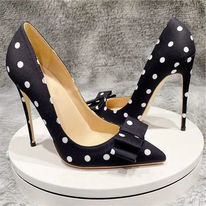 Funki Findz | Shoes | Women's Polka Dot Bowknot Satin Stilettos
