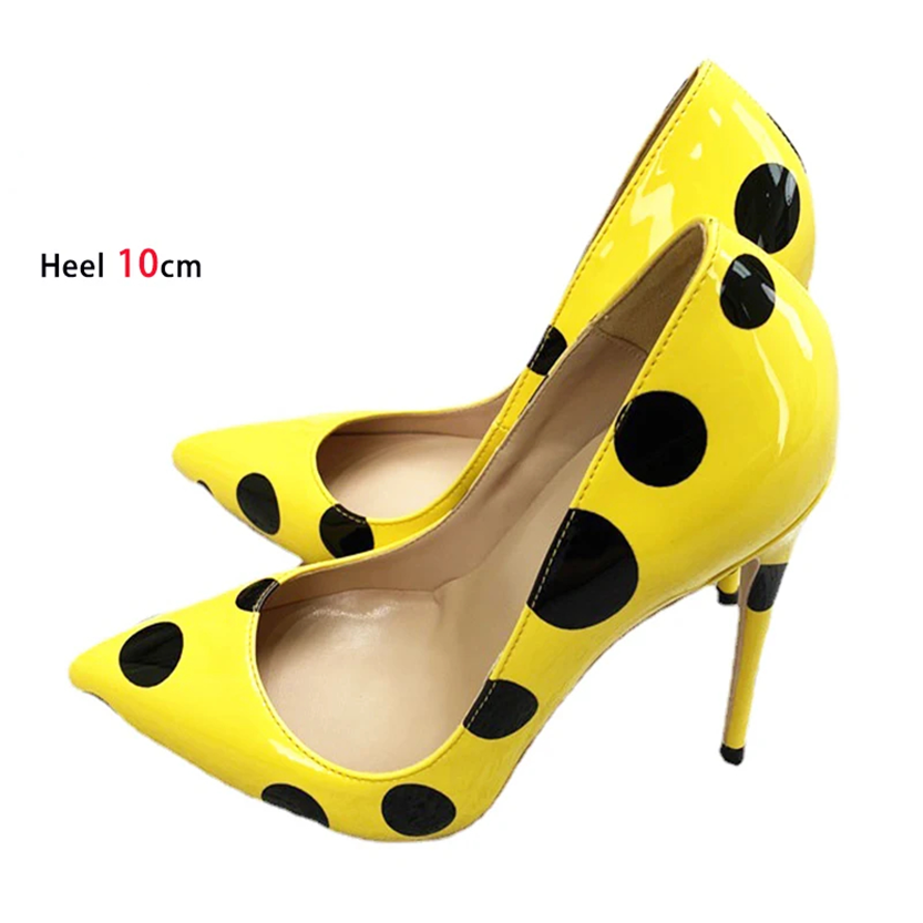 Funki Findz | Shoes | Women's Yellow Black Polka Dot Heels