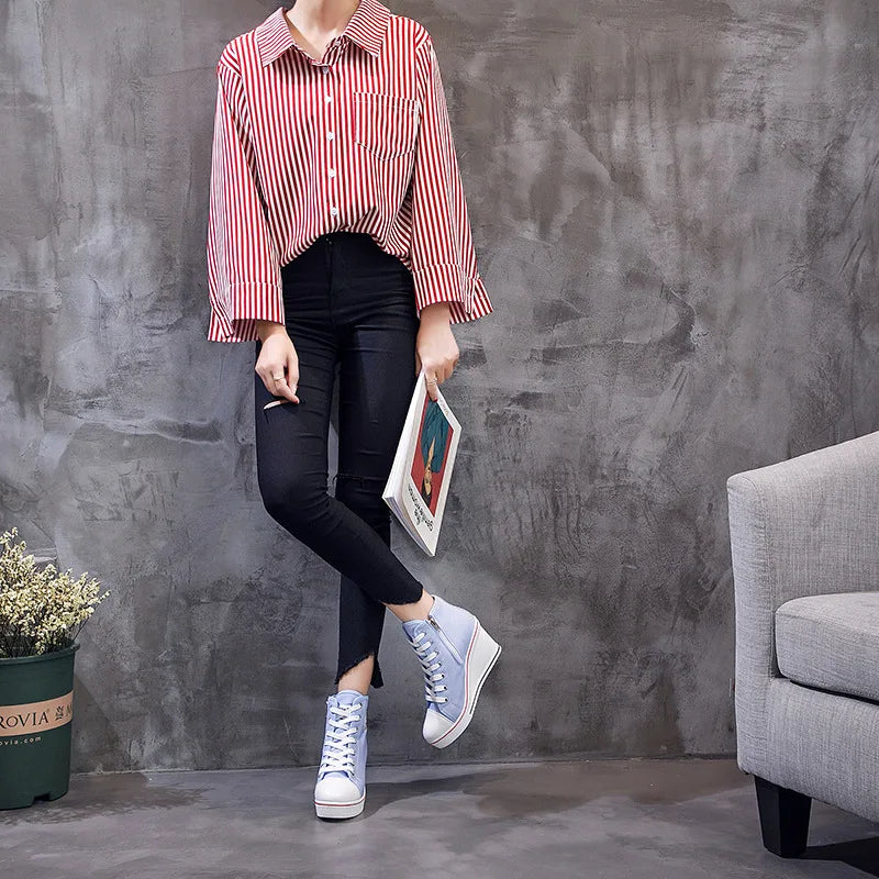 Funki Findz | Boots | Women's Canvas Ankle Wedge Sneaker