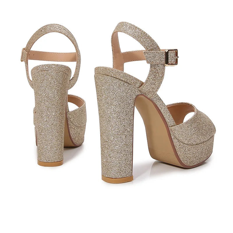 Funki Findz | Shoes | Women's Block Heel Sequin Party Sandal