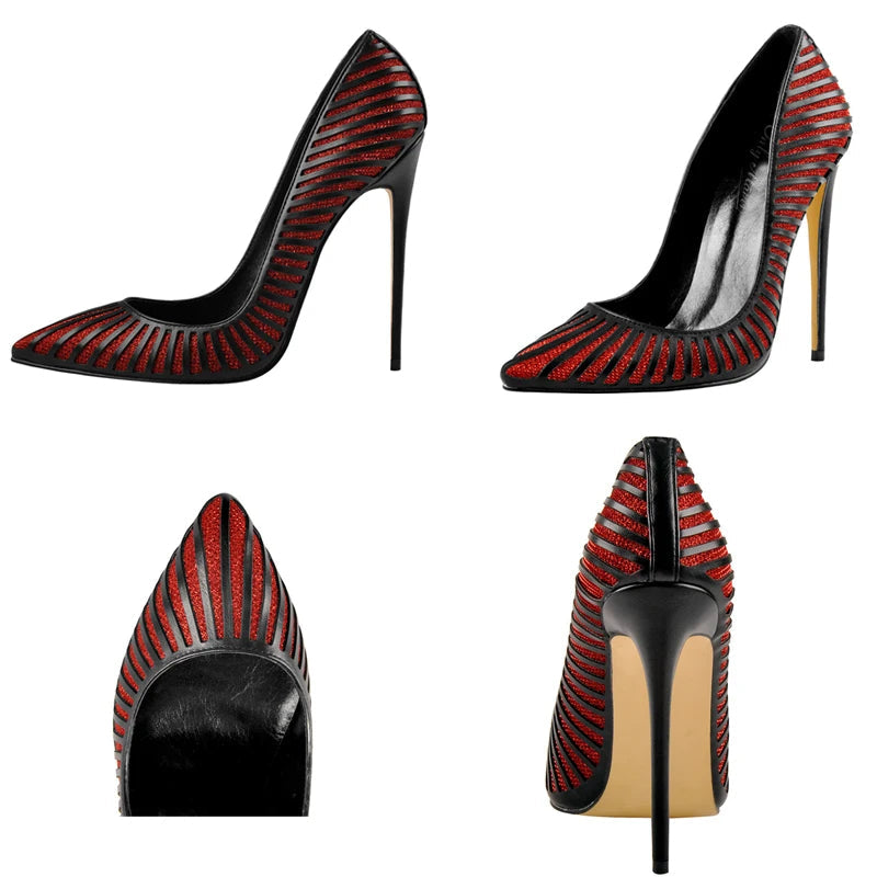 Funki Findz | Shoes | Women's Classic Black Striped Stiletto Pumps