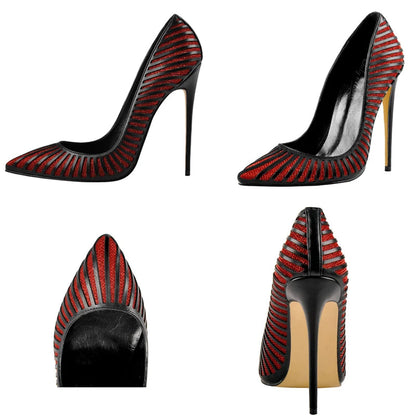 Funki Findz | Shoes | Women's Classic Black Striped Stiletto Pumps