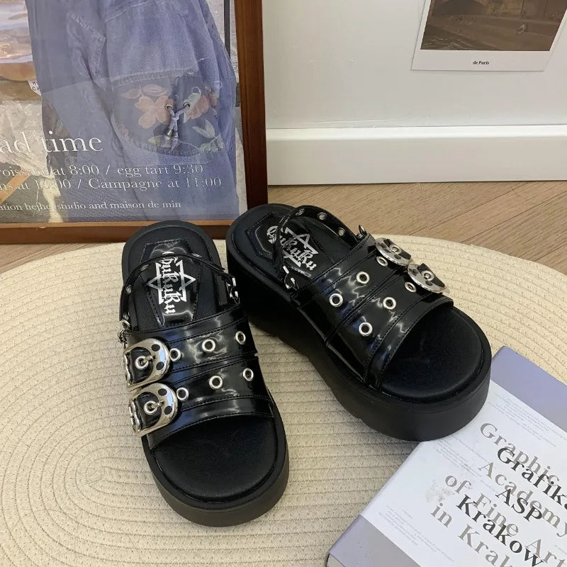 Funki Findz | Shoes | Women's Chunky Gothic Wedge Slides