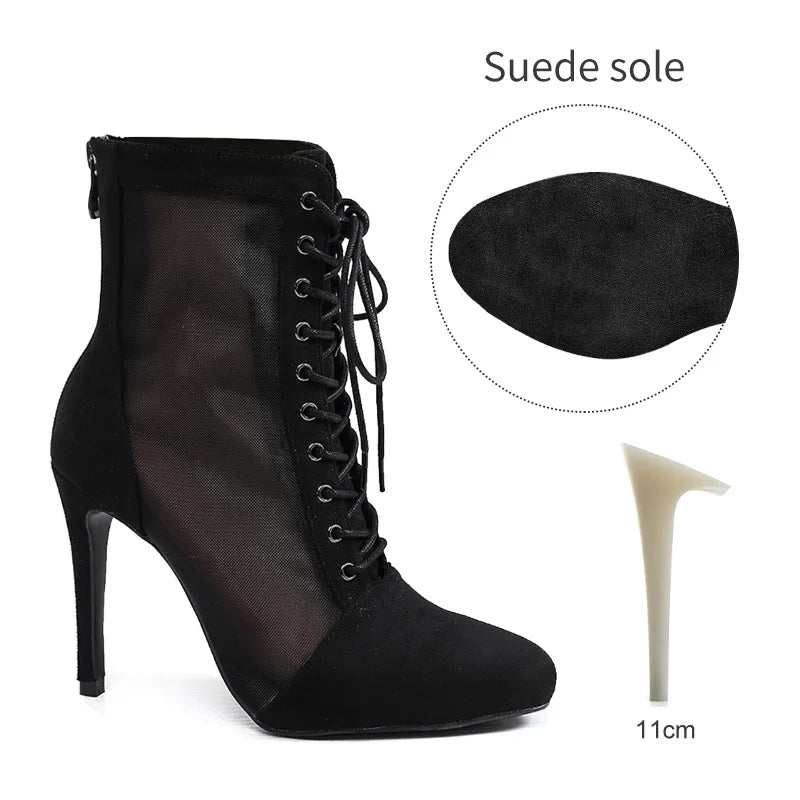 Funki Findz | Boots | Women's Mesh Stiletto Latin Dance Boots
