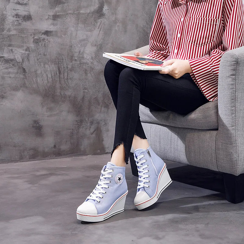 Funki Findz | Boots | Women's Canvas Ankle Wedge Sneaker