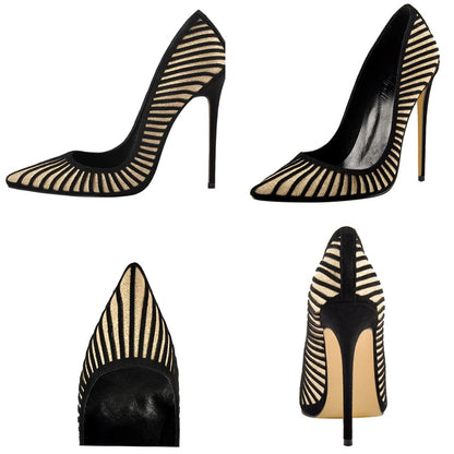 Funki Findz | Shoes | Women's Classic Black Striped Stiletto Pumps