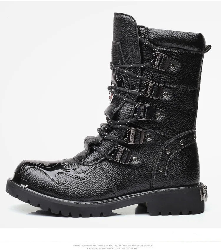 Funki Findz | Boots | Men's Gothic Punk Buckle Strap Biker Boots