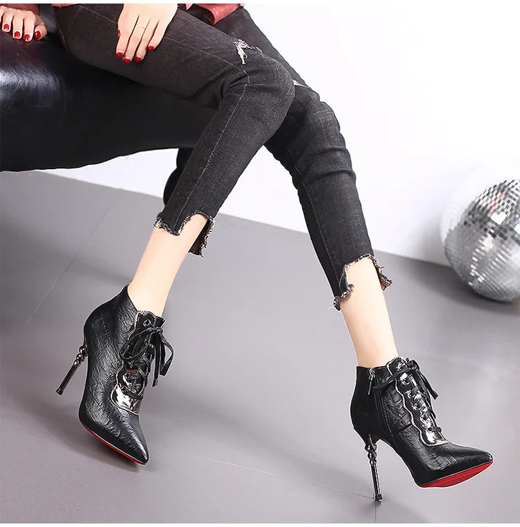 Funki Findz | Boots | Women's High Heeled Lace-up Ankle Boots