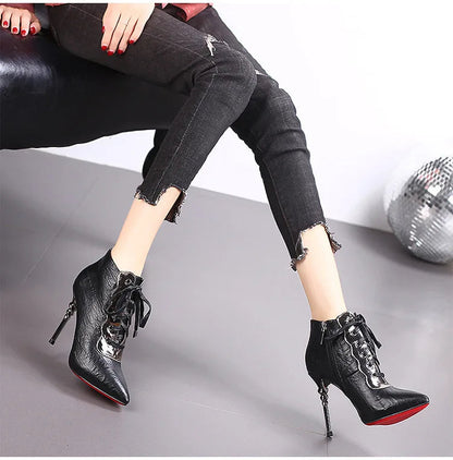 Funki Findz | Boots | Women's High Heeled Lace-up Ankle Boots