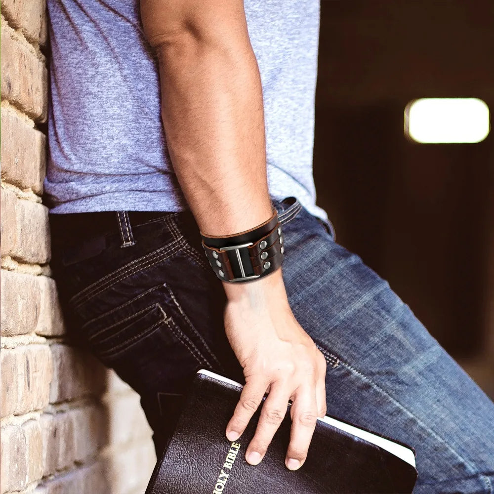 Funki Findz | Bracelets | Unisex Leather Studded Wristband