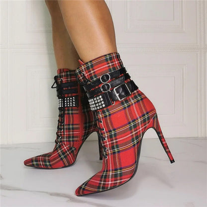 Funki Findz | Boots | Women's High Plaid Platform Ankle Boots