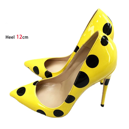 Funki Findz | Shoes | Women's Yellow Black Polka Dot Heels