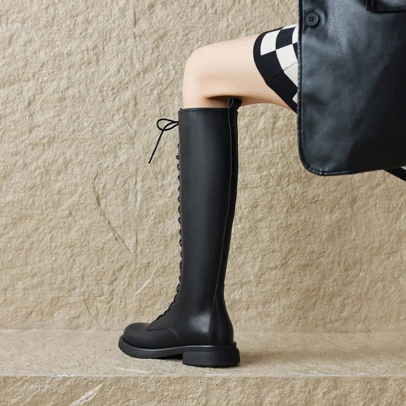 Funki Findz | Boots | Women's Real Leather Lace Up Riding Boot