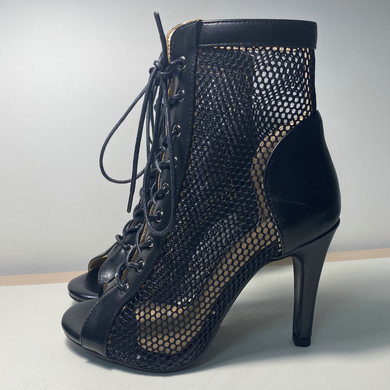 Funki Findz | Boots | Women's Mesh Peep Toe Stiletto Booties