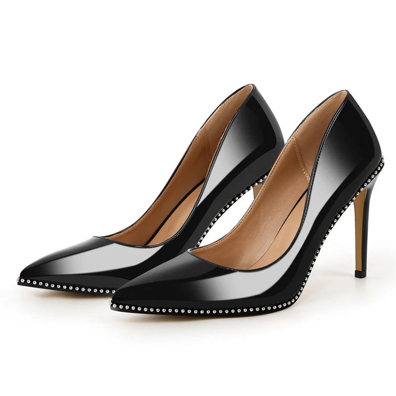 Funki Findz | Shoes | Women's Patent Black Studded Stilettos