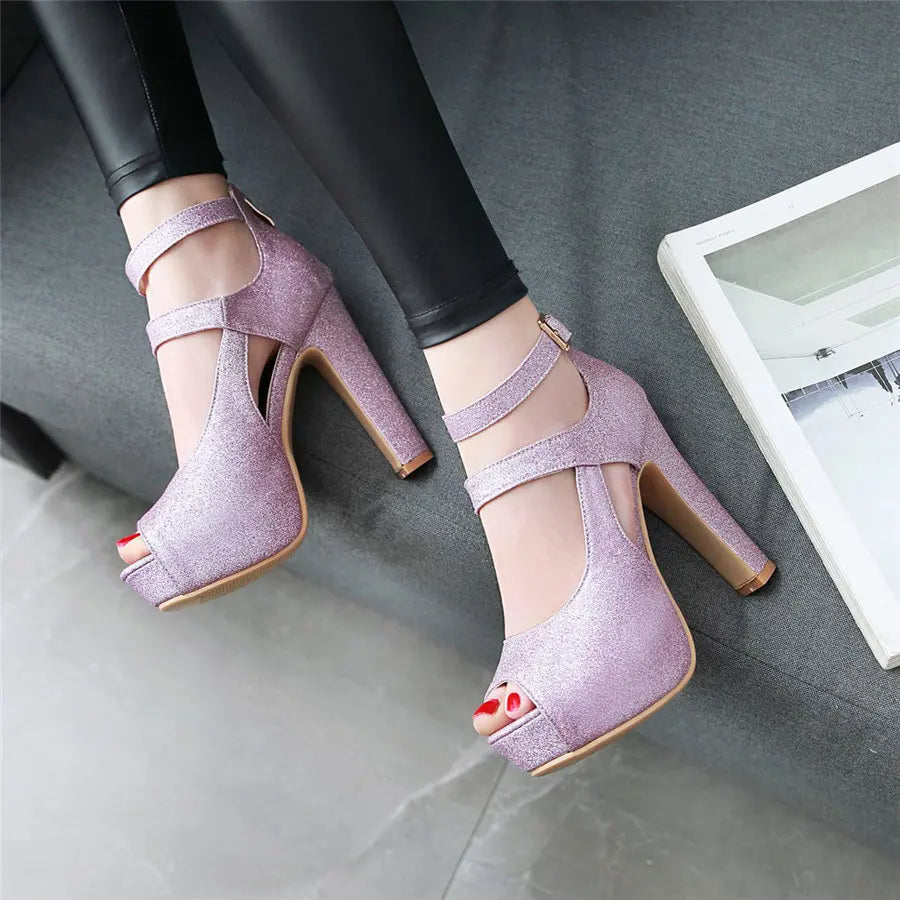 Funki Findz | Shoes | Women's Sequin Peep Toe Platform Sandal