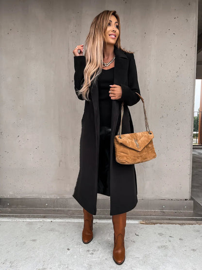 Funki Findz | Jackets | Women's Elegant Long Tie Belt Overcoats