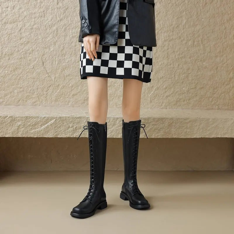 Funki Findz | Boots | Women's Real Leather Lace Up Riding Boot